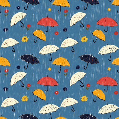 Spring Rain Umbrellas Pattern 1 Quilting Cotton Fabric