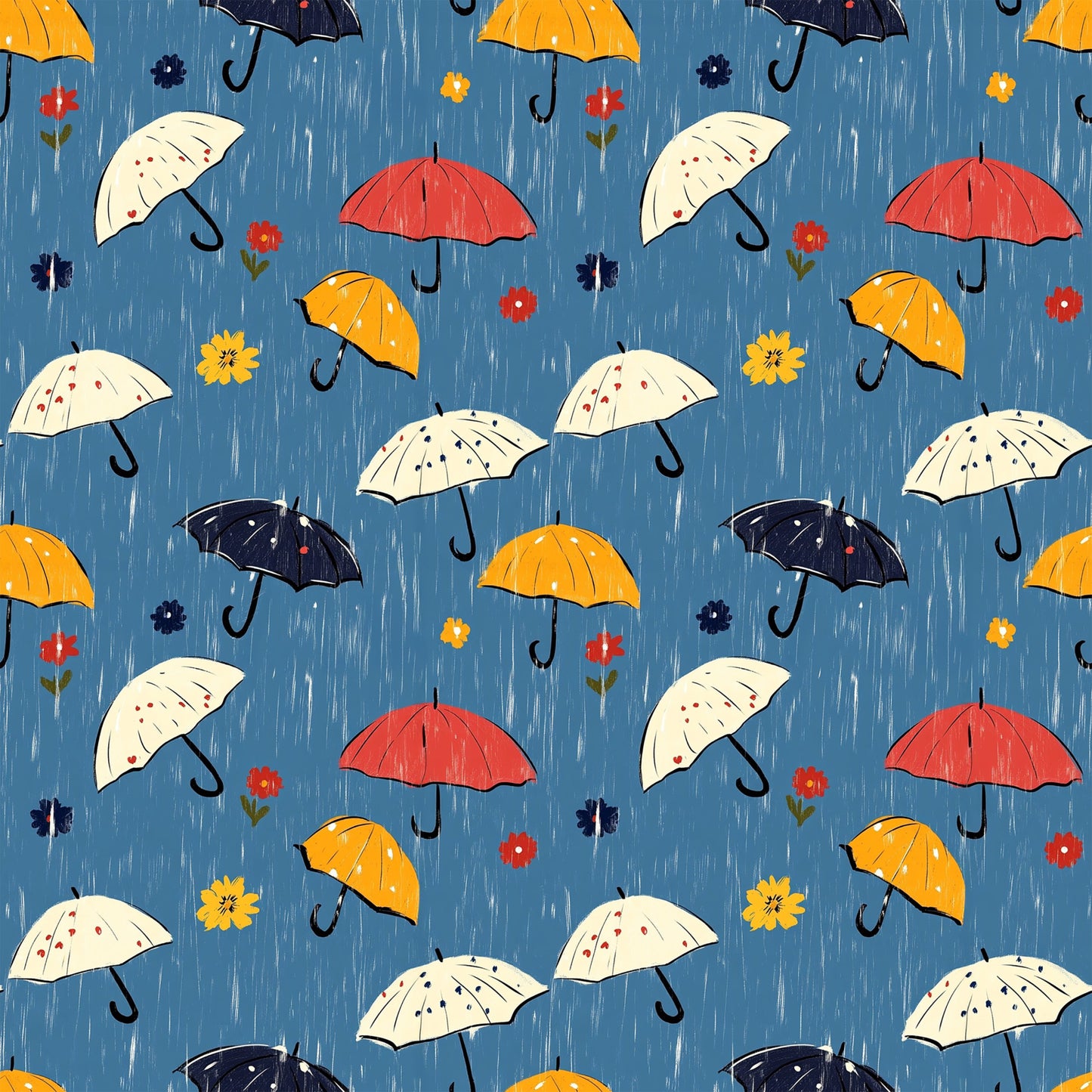 Spring Rain Umbrellas Pattern 1 Quilting Cotton Fabric