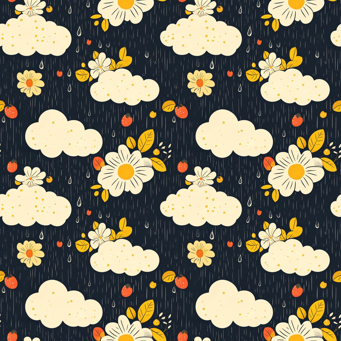Spring Rain Umbrellas Pattern 2 Quilting Cotton Fabric