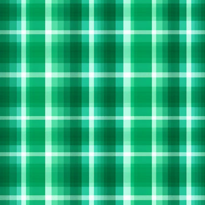 A green and white plaid pattern with blurred edges, forming a grid-like design.