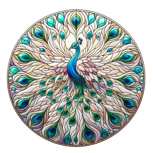 Stained Glass Peacocks Fabric Panel 10