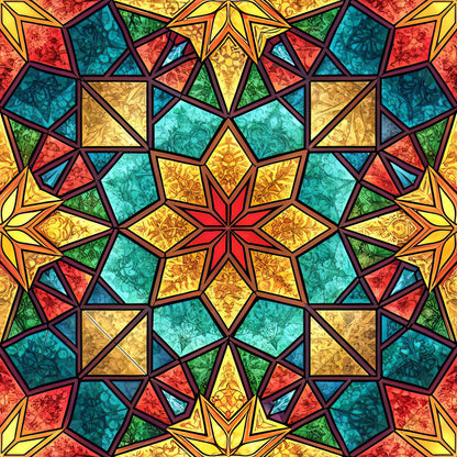 Stained Mosaic Glass Pattern 1 Quilting Cotton Fabric
