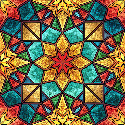Stained Mosaic Glass Pattern 1 Quilting Cotton Fabric