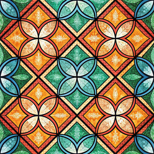 Stained Mosaic Glass Pattern 11 Quilting Cotton Fabric