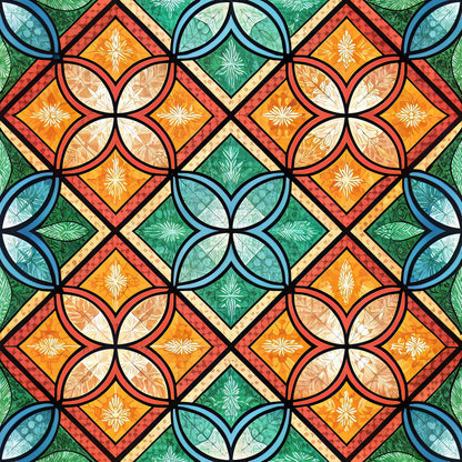 Stained Mosaic Glass Pattern 11 Quilting Cotton Fabric