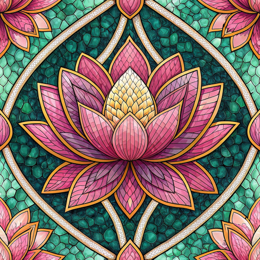 Stained Mosaic Glass Pattern 12 Quilting Cotton Fabric