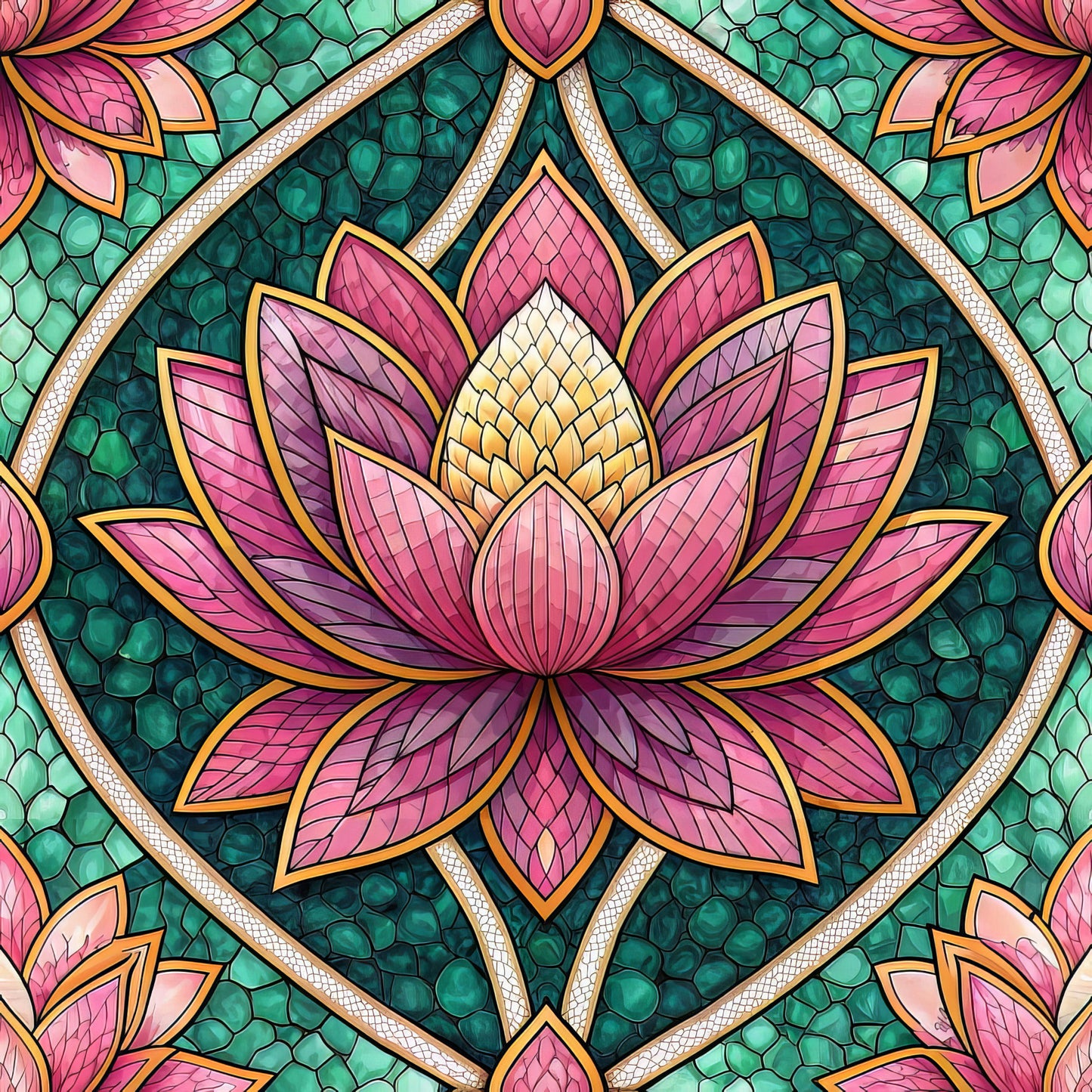 Stained Mosaic Glass Pattern 12 Quilting Cotton Fabric