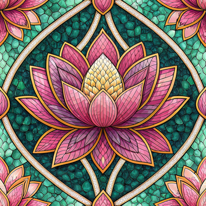 Stained Mosaic Glass Pattern 12 Quilting Cotton Fabric