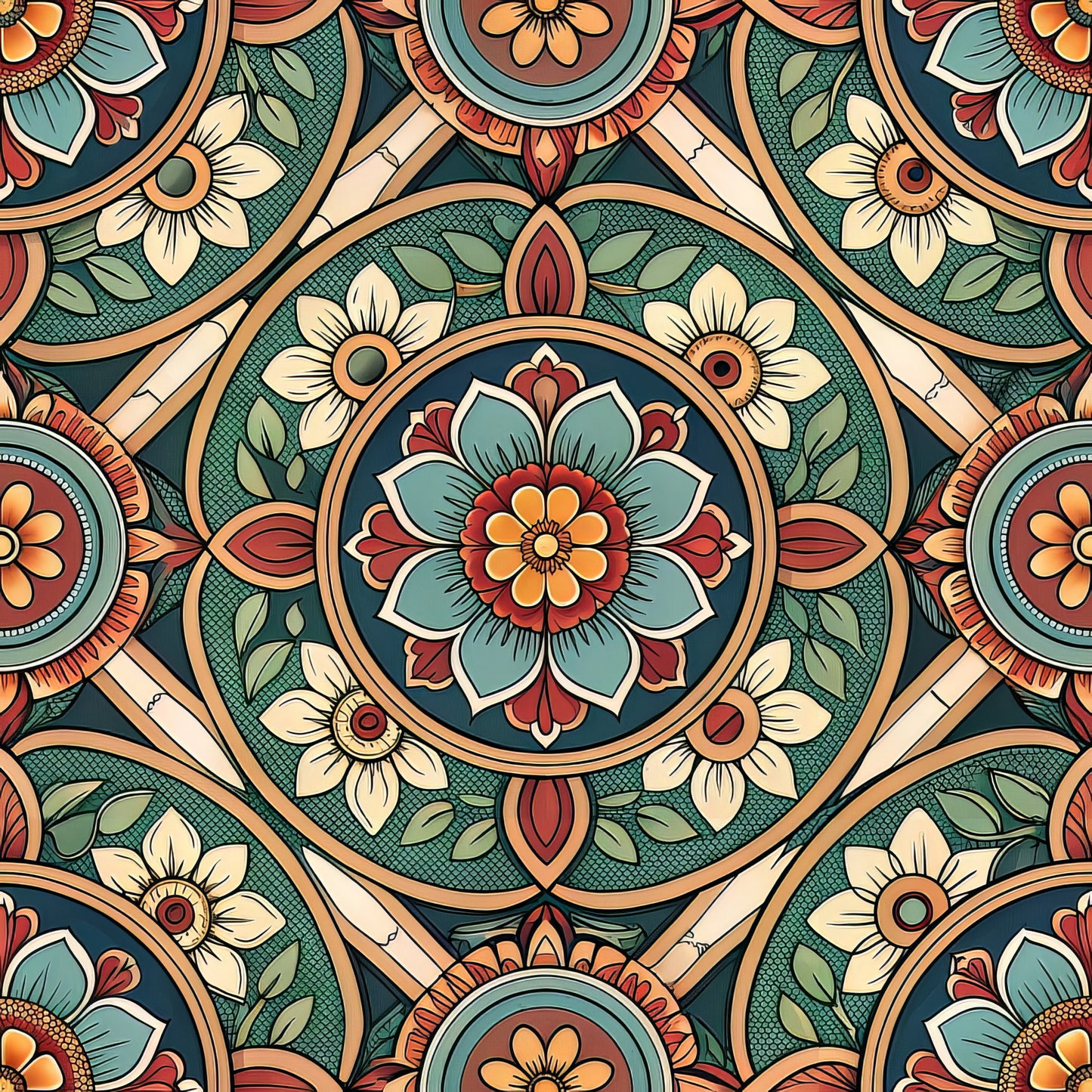 Stained Mosaic Glass Pattern 2 Quilting Cotton Fabric