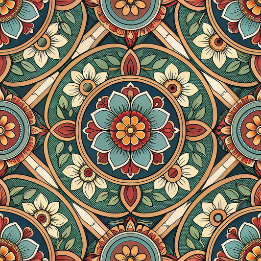 Stained Mosaic Glass Pattern 2 Quilting Cotton Fabric