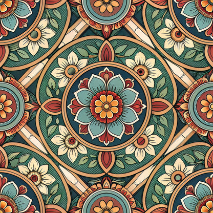 Stained Mosaic Glass Pattern 2 Quilting Cotton Fabric