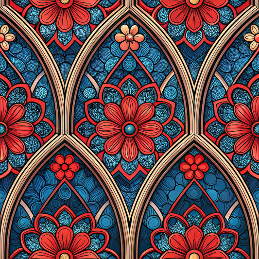 Stained Mosaic Glass Pattern 3 Quilting Cotton Fabric