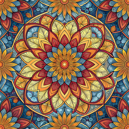 Stained Mosaic Glass Pattern 6 Quilting Cotton Fabric