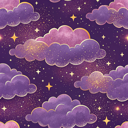 Starry Purple Skies Pattern 20 Quilting Cotton Fabric