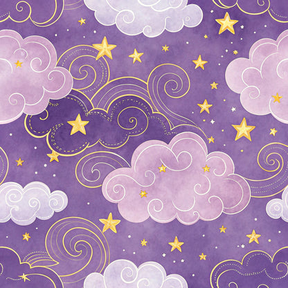 Starry Purple Skies Pattern 5 Quilting Cotton Fabric
