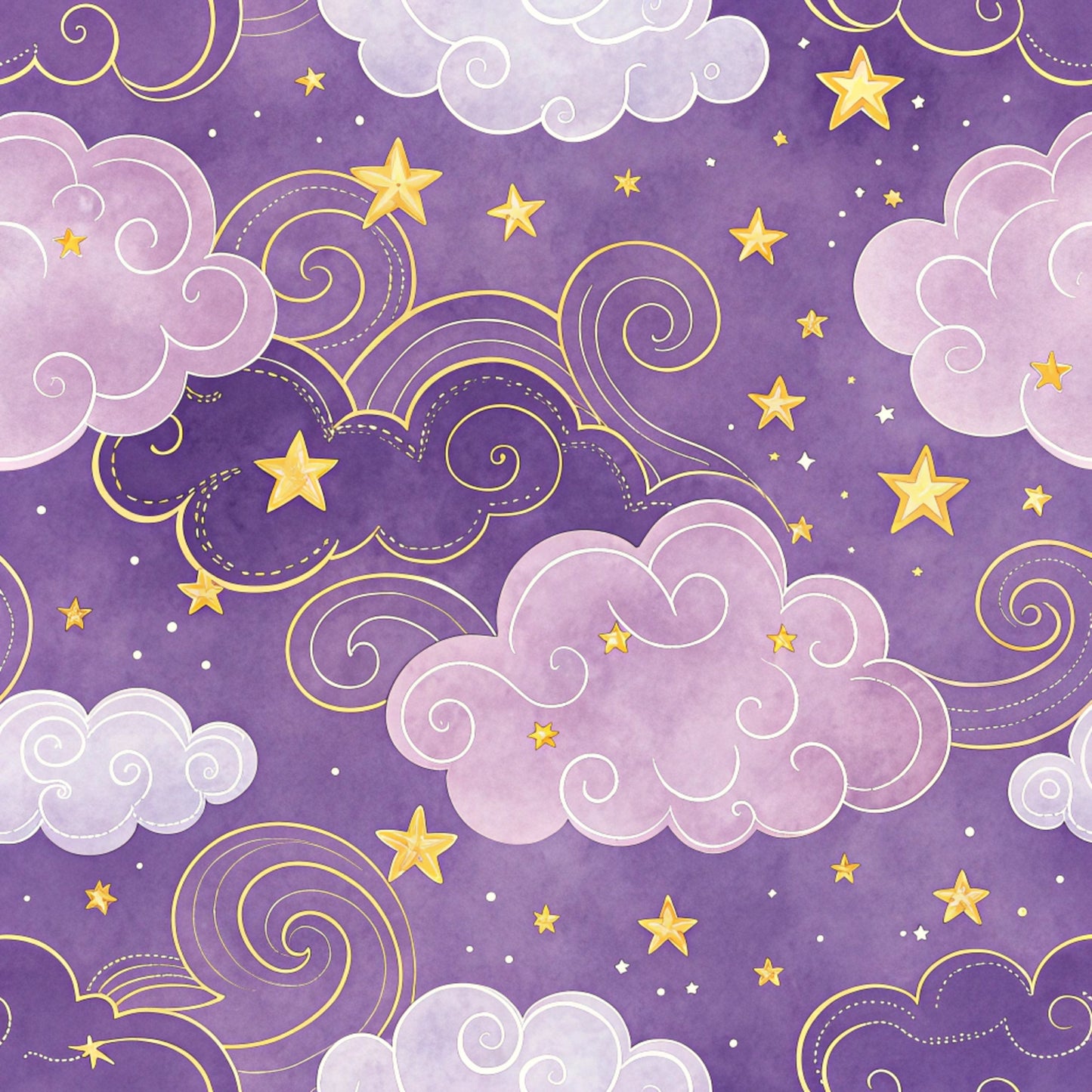 Starry Purple Skies Pattern 5 Quilting Cotton Fabric
