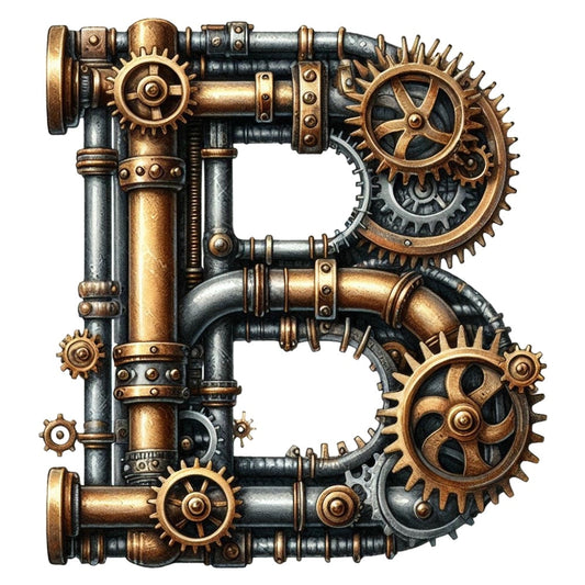 Steampunk Letter B Fabric Panel