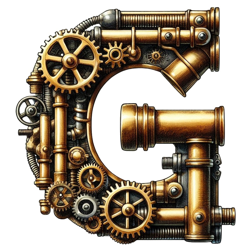 Steampunk Letter G Fabric Panel