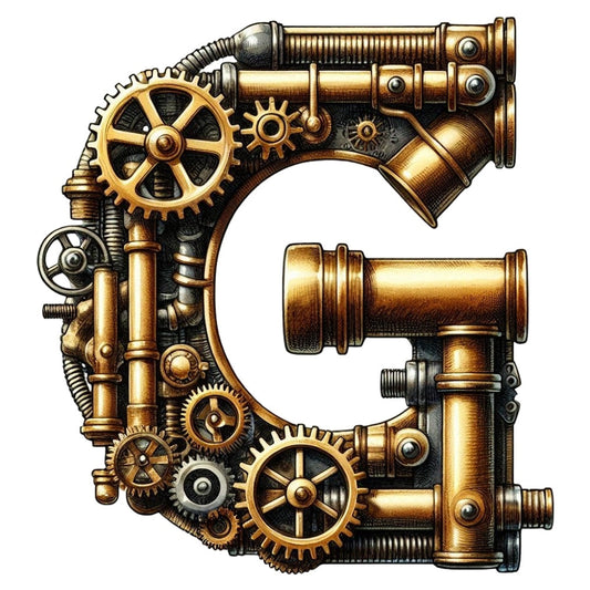 Steampunk Letter G Fabric Panel