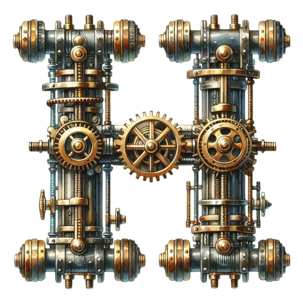 Steampunk Letter H Fabric Panel