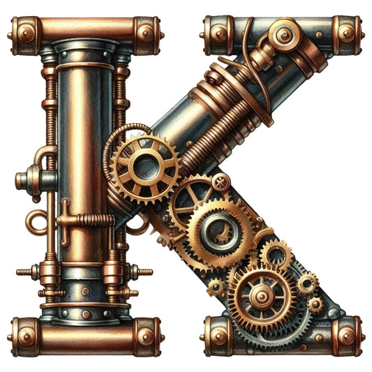 Steampunk Letter K Fabric Panel