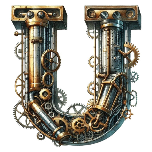 Steampunk Letter U Fabric Panel