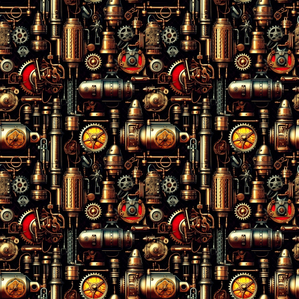 Steampunk Pipes Pattern 2 Quilting Cotton Fabric