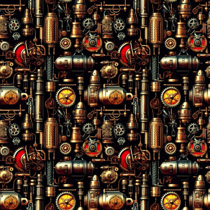 Steampunk Pipes Pattern 2 Quilting Cotton Fabric