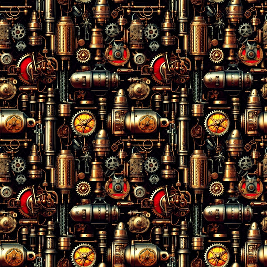 Steampunk Pipes Pattern 2 Quilting Cotton Fabric