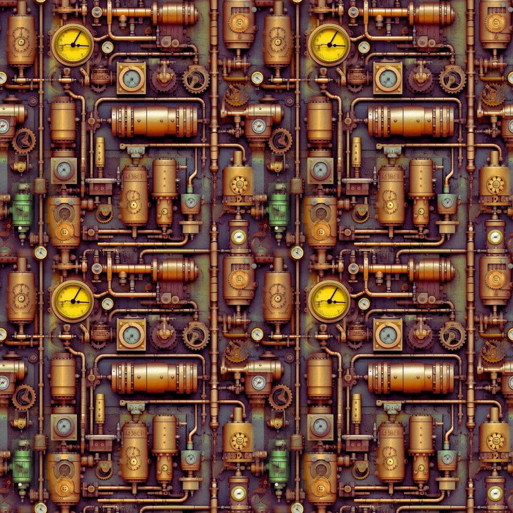 Steampunk Pipes Pattern 3 Quilting Cotton Fabric