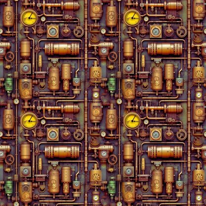 Steampunk Pipes Pattern 3 Quilting Cotton Fabric