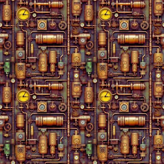 Steampunk Pipes Pattern 3 Quilting Cotton Fabric