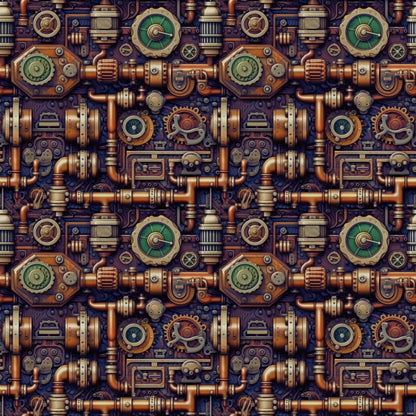 Steampunk Pipes Pattern 4 Quilting Cotton Fabric