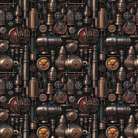 Steampunk Pipes Pattern 5 Quilting Cotton Fabric