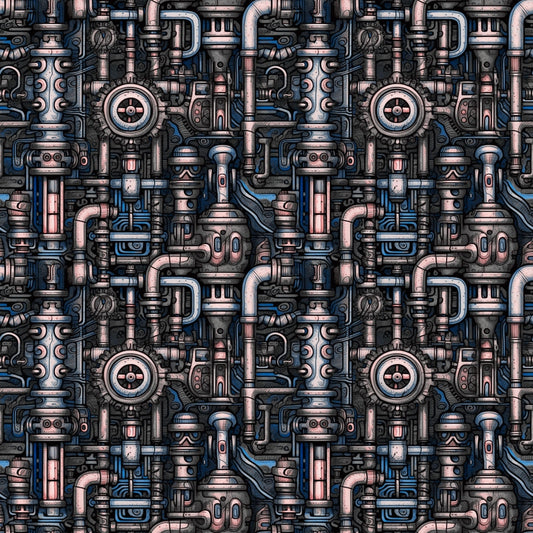 Steampunk Pipes Pattern 6 Quilting Cotton Fabric