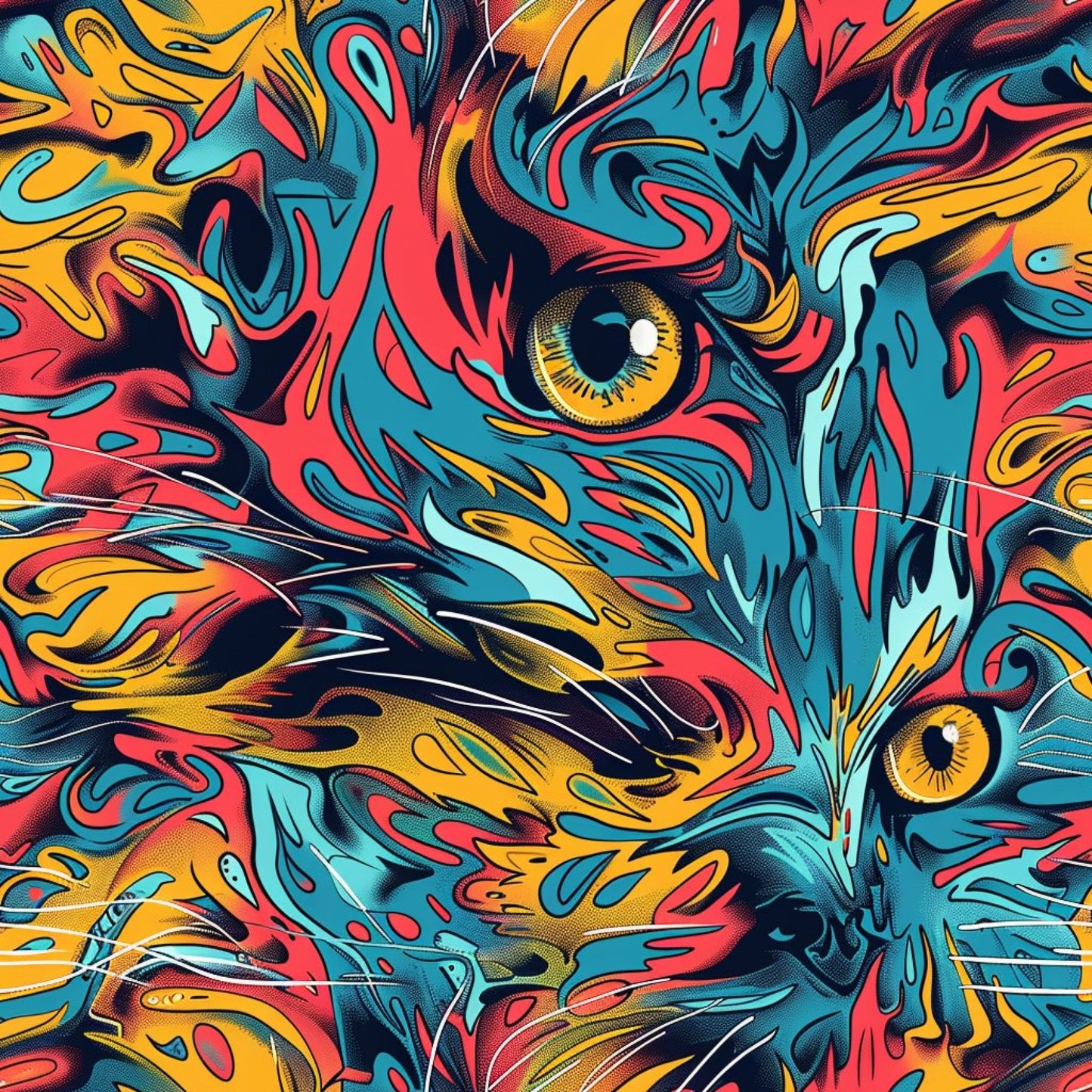 Stoner Cat Abstract Pattern 14 Quilting Cotton Fabric
