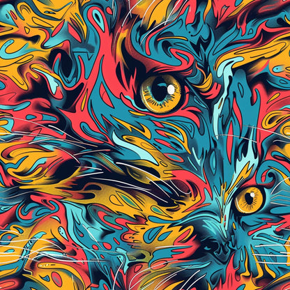 Stoner Cat Abstract Pattern 14 Quilting Cotton Fabric
