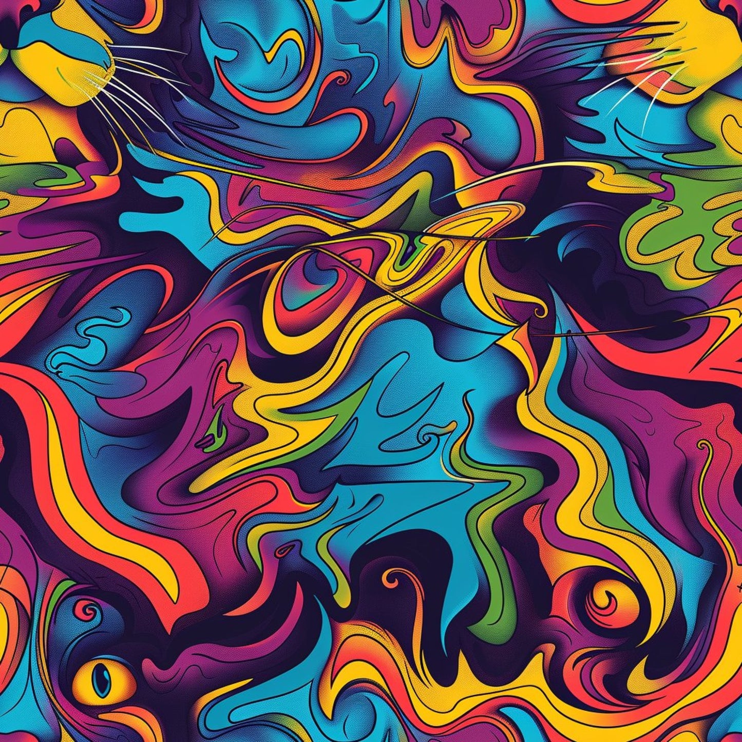 Stoner Cat Abstract Pattern 1 Quilting Cotton Fabric