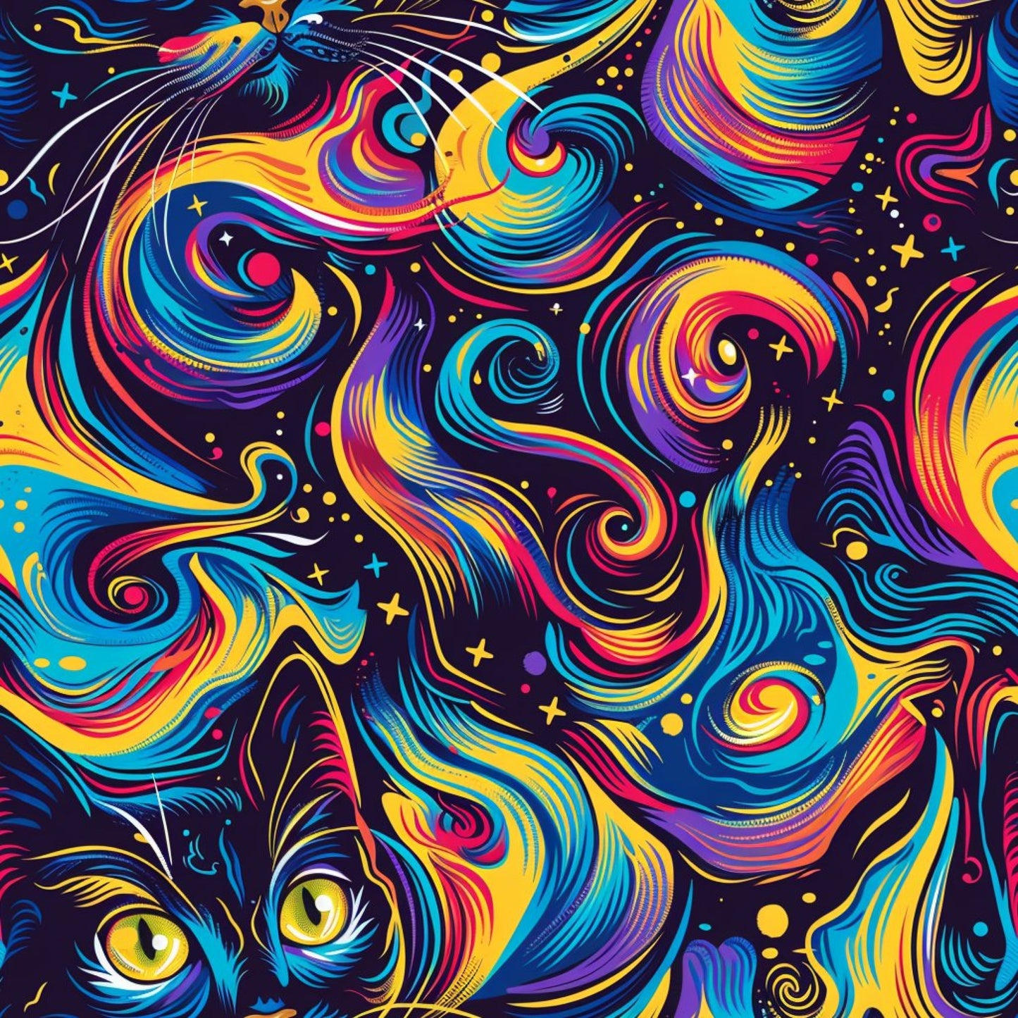 Stoner Cat Abstract Pattern 2 Quilting Cotton Fabric