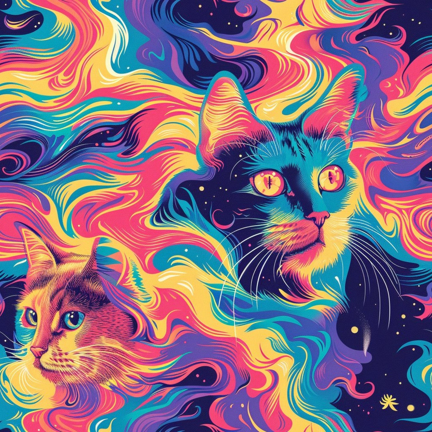 Stoner Cat Abstract Pattern 5 Quilting Cotton Fabric