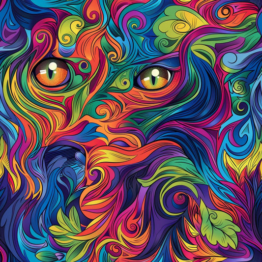 Stoner Cat Abstract Pattern 7 Quilting Cotton Fabric