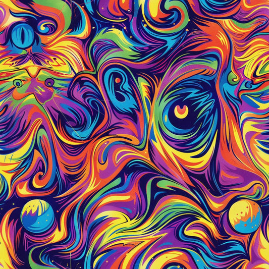 Stoner Cat Abstract Pattern 8 Quilting Cotton Fabric