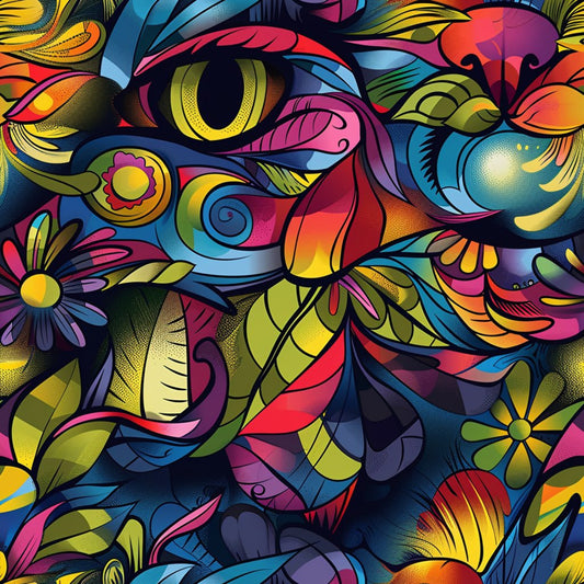 Stoner Cat Abstract Pattern 9 Quilting Cotton Fabric