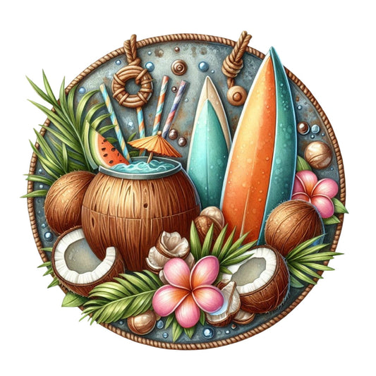 Summer Beach Round Fabric Panel 15
