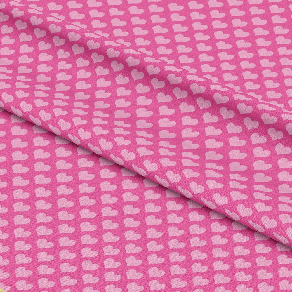 Summer Rainbow Pattern 20 Quilting Cotton Fabric, cotton, quilting, pink, light pink, hearts, heart shapes, repeating design, soft texture, textile, sewing material, fabric yardage, cheerful, playful, heart motif, pink fabric, cotton fabric, craft fabric