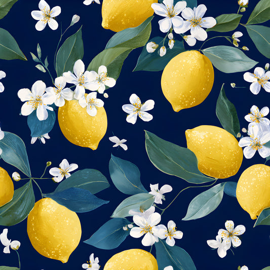 Summer Portuguese Azulejo Lemon Pattern 11 Quilting Cotton Fabric