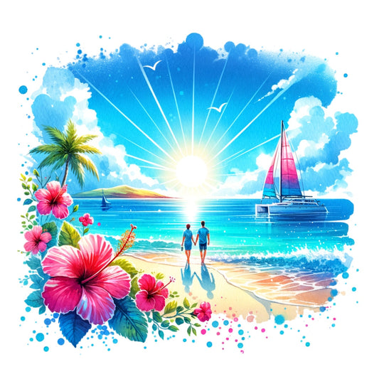 Summer at the Beach Fabric Panel 4