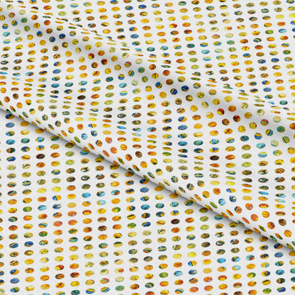 - Sunflower Fields Pattern 14 Quilting Cotton Fabric - multicolor dots - yellow, orange, blue - cotton textile - quilting fabric - polka dot design - sewing material - craft fabric - soft texture - colorful spots - floral inspired colors