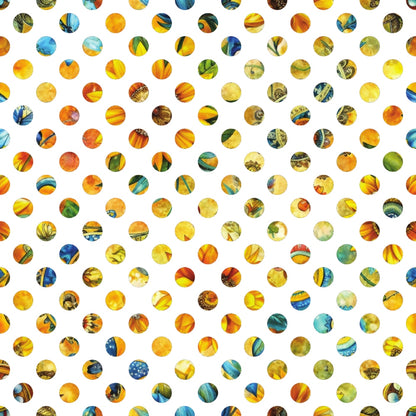 • Sunflower Fields Pattern 14 Quilting Cotton Fabric • yellow • orange • blue • green • polka dot • floral • cotton • quilting • multicolor • bright • cheerful • textured • fabric