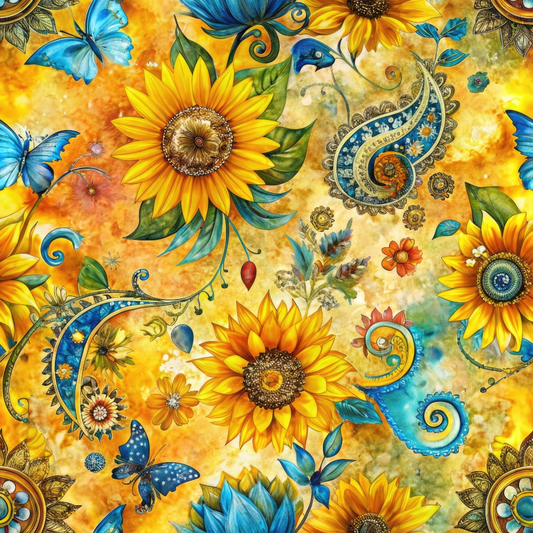 Sunflower Fields Pattern 1 Quilting Cotton Fabric